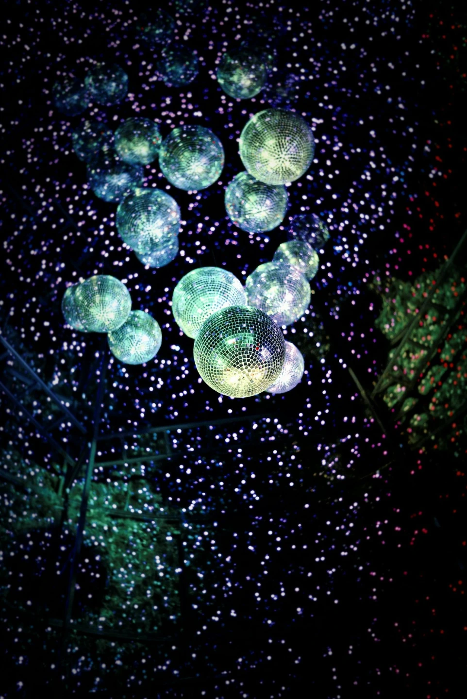 lighted hanging disco mirror balls